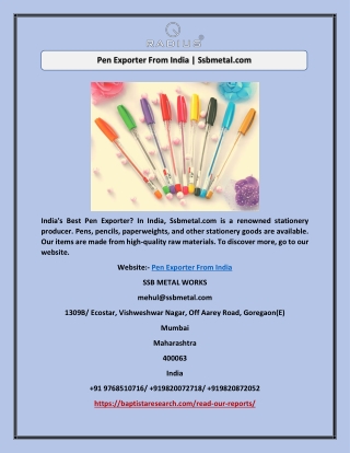 Pen Exporter From India | Ssbmetal.com