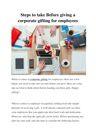 Steps to take Before giving a corporate gifting for employees