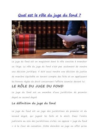 Rôle du juge du fond : présentation générale