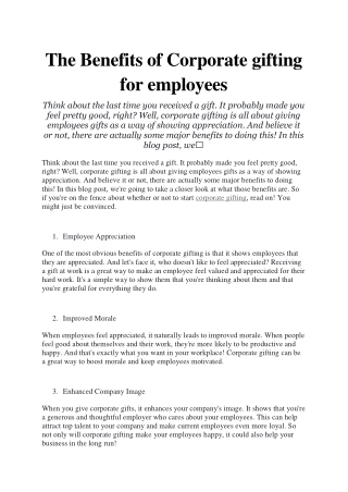 The Benefits of Corporate gifting for employees