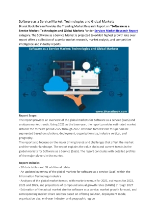 Software as a Service Market: Technologies and Global Markets