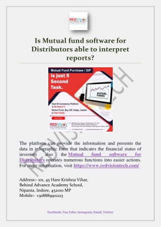 Is Mutual fund software for Distributors able to interpret reports