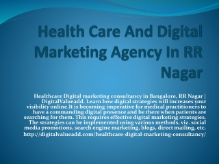 Health Care And Digital Marketing Agency In RR