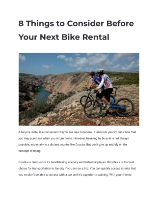 8 Things to Consider Before Your Next Bike Rental