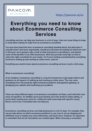 Everything you need to know about Ecommerce Consulting Services