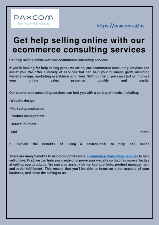 Get help selling online with our ecommerce consulting services