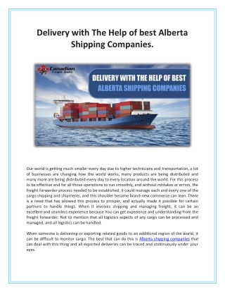 Delivery with The Help of best Alberta Shipping Companies.