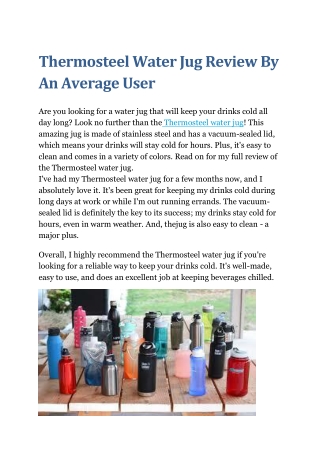 Thermosteel Water Jug Review By An Average User