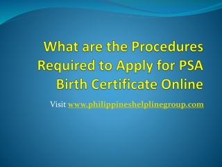 What are the Procedures Required to Apply for