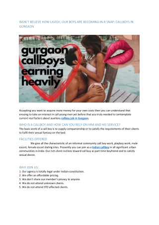 WON’T BELIEVE HOW LAVISH, OUR BOYS ARE BECOMING IN A SNAP: CALLBOYS IN GURGAON