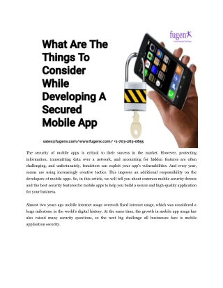 What Are The Things To Consider While Developing A Secured Mobile App