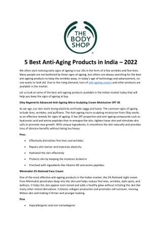 5 Best Anti-Aging Products in India – 2022