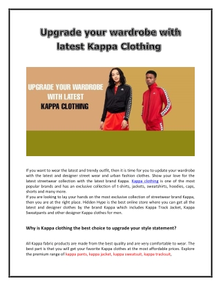 Upgrade your wardrobe with latest Kappa Clothing