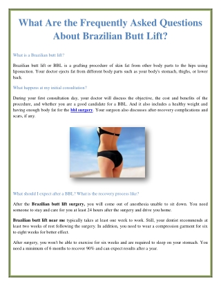 What Are the Frequently Asked Questions About Brazilian Butt Lift?