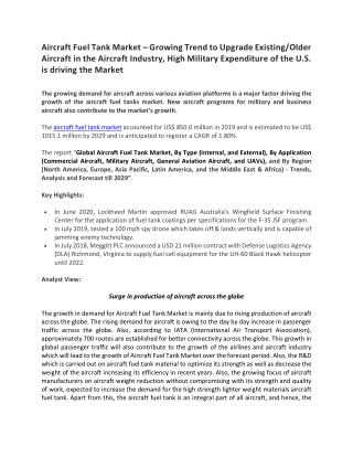 Aircraft Fuel Tank Market