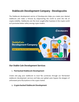 Stablecoin Development Company - Developcoins