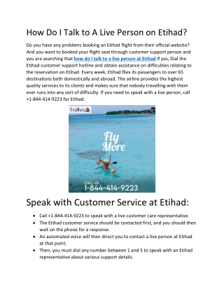 1-844-414-9223 Etihad Airways Customer Service Representative Number