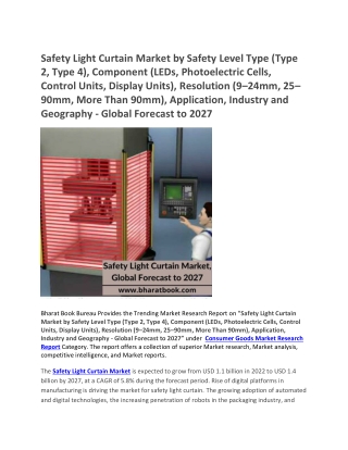 Safety Light Curtain Market, Global Forecast to 2027