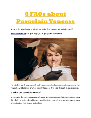 8 FAQs about Porcelain Veneers