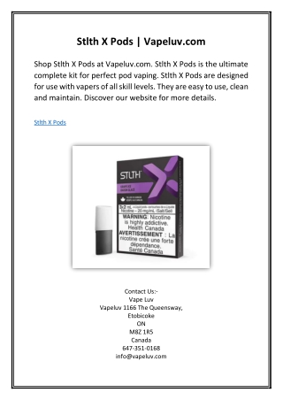 Stlth X Pods | Vapeluv.com