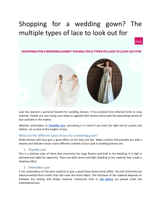 Shopping for a wedding gown The multiple types of lace to look out for
