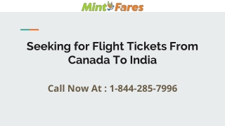 Seeking for Flight Tickets From Canada To India