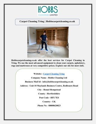 Carpet Cleaning Tring | Hobbscarpetcleaning.co.uk