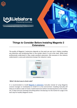 Things to Consider Before Instaling Magento 2 Extensions