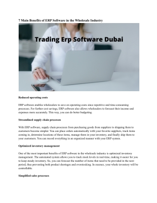 Trading Erp Software Dubai