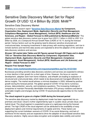 Sensitive Data Discovery Market Grow drastically at USD 12.4 billion By 2026