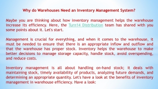 Why do Warehouses Need an Inventory Management System