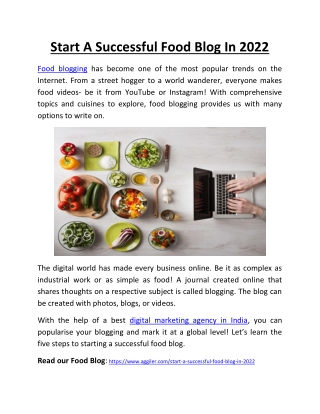 Start A Successful Food Blog In 2022
