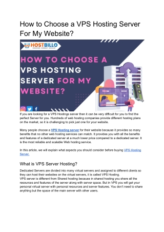 How to Choose a VPS Hosting Server For My Website?