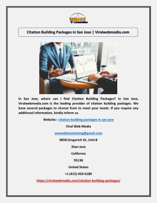 Citation Building Packages in San Jose | Viralwebmedia.com