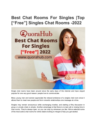 Best Chat Rooms For Singles |Top [“Free”] Singles Chat Rooms -2022