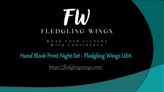 Hand Block Print Night Set - Fledgling Wings USA