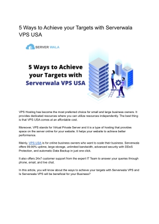 5 Ways to Achieve your Targets with Serverwala VPS USA