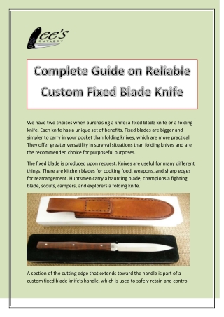 Complete Guide on Reliable Custom Fixed Blade Knife