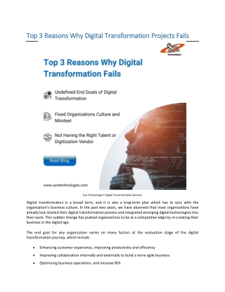 Top 3 Reasons Why Digital Transformation Projects Fails
