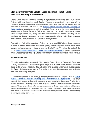 Best Oracle Cloud Fusion Technical Training Institute in Hyderabad