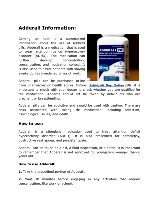 Buy Adderall Pills Online  Information  Pharmacy Health Store