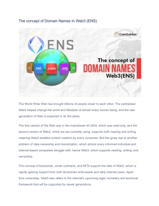 The concept of Domain Names In Web3 (ENS)