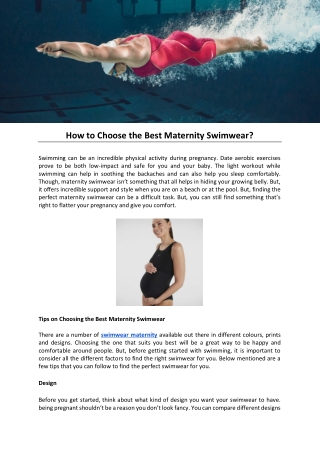 How to Choose the Best Maternity Swimwear