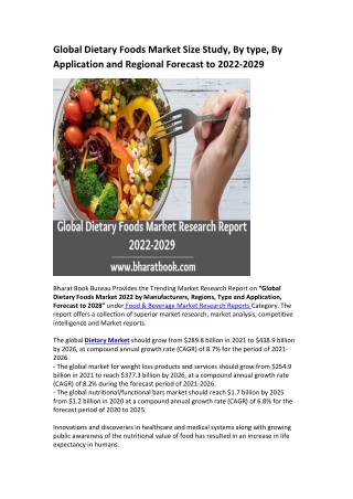 Global Dietary Foods Market Research Report 2022-2029