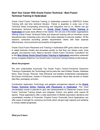 Best Oracle Cloud Fusion Technical Training Institute in Hyderabad