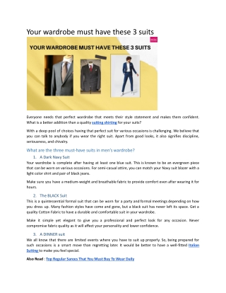 Your wardrobe must have these 3 suits