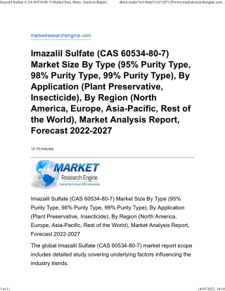 Imazalil Sulfate (CAS 60534-80-7) Market