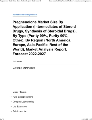 Pregnenolone Market