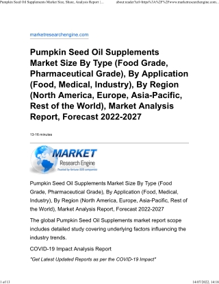 Pumpkin Seed Oil Supplements Market