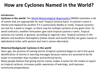 How are Cyclones Named in the World